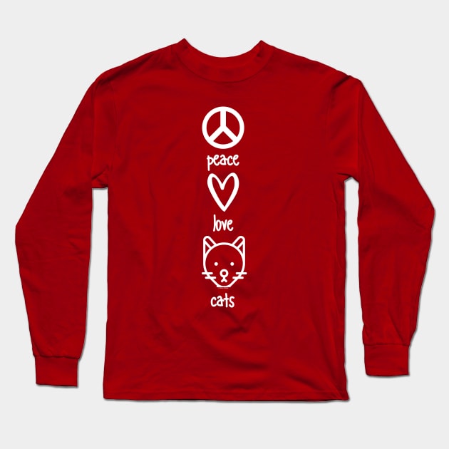 Peace, Love, Cats Long Sleeve T-Shirt by Phebe Phillips